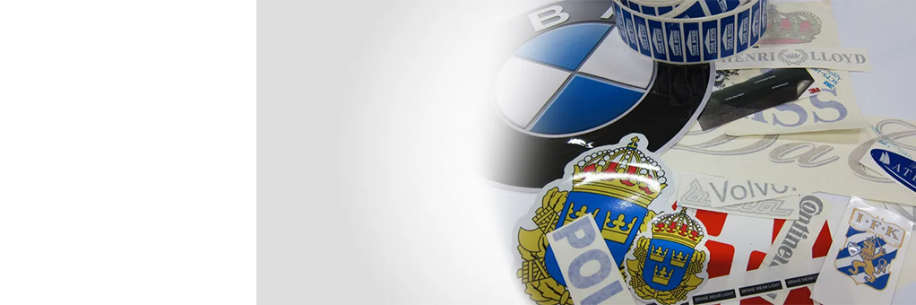 Dekaler, printade och skurna i form